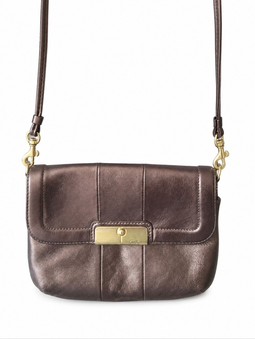 Coach Kristin Metallic Bronze Leather Crossbody